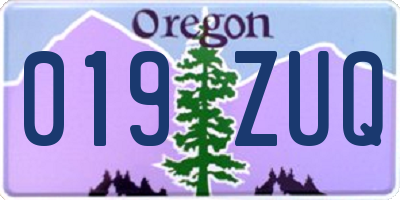 OR license plate 019ZUQ