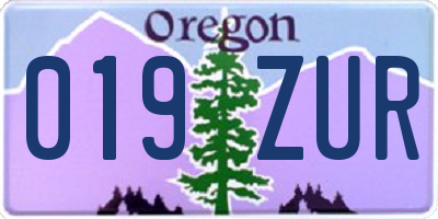 OR license plate 019ZUR