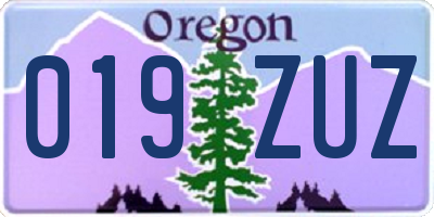 OR license plate 019ZUZ