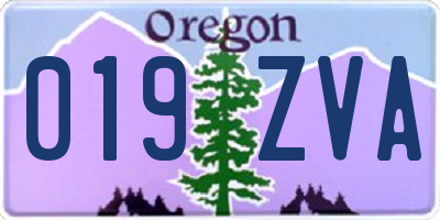 OR license plate 019ZVA