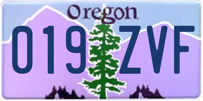 OR license plate 019ZVF