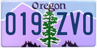 OR license plate 019ZVO