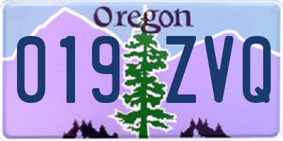 OR license plate 019ZVQ