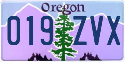 OR license plate 019ZVX