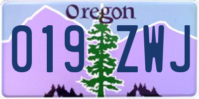 OR license plate 019ZWJ