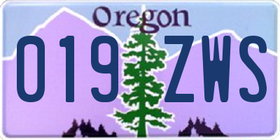 OR license plate 019ZWS
