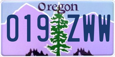 OR license plate 019ZWW