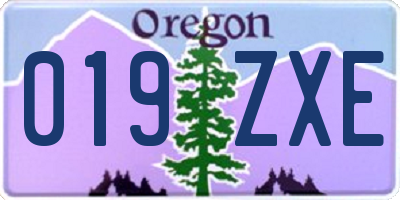 OR license plate 019ZXE