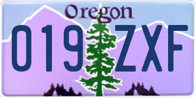 OR license plate 019ZXF
