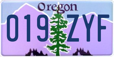 OR license plate 019ZYF
