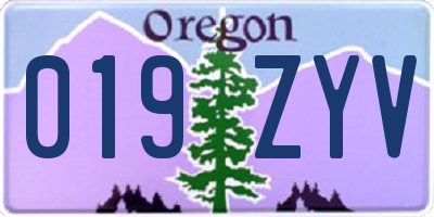 OR license plate 019ZYV