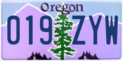 OR license plate 019ZYW