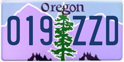 OR license plate 019ZZD