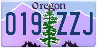 OR license plate 019ZZJ