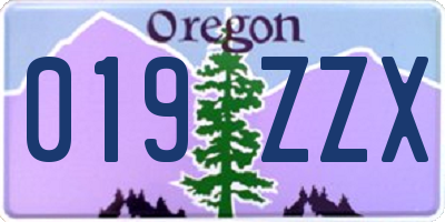 OR license plate 019ZZX