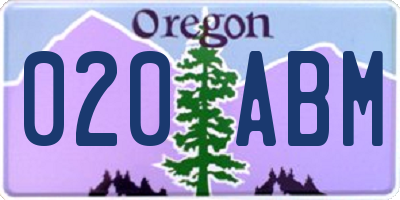 OR license plate 020ABM