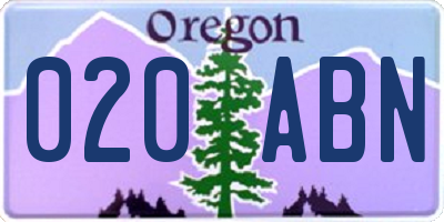 OR license plate 020ABN