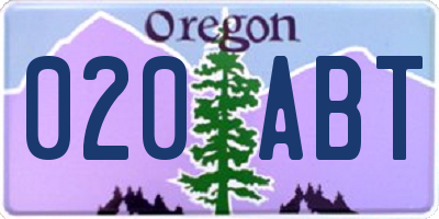 OR license plate 020ABT