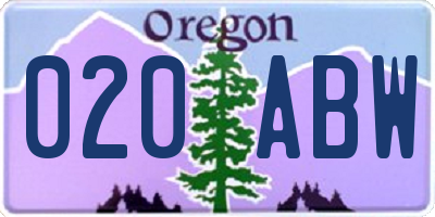 OR license plate 020ABW