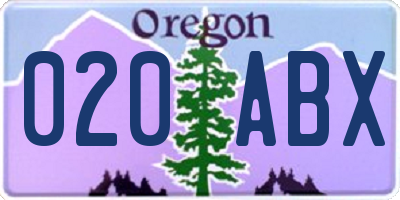 OR license plate 020ABX