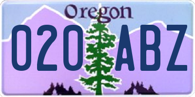 OR license plate 020ABZ