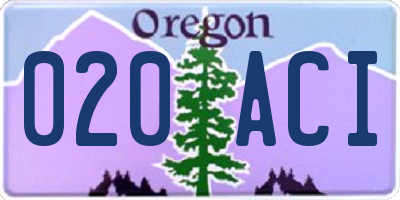 OR license plate 020ACI