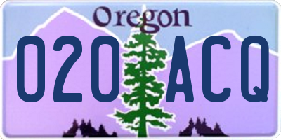 OR license plate 020ACQ
