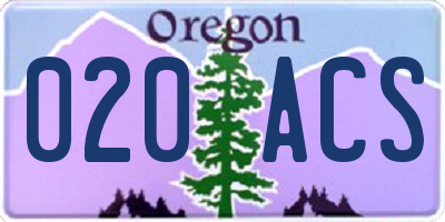 OR license plate 020ACS