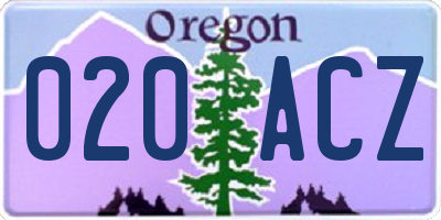 OR license plate 020ACZ