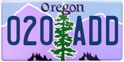 OR license plate 020ADD