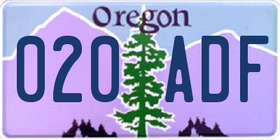 OR license plate 020ADF