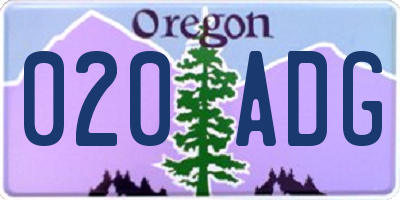 OR license plate 020ADG
