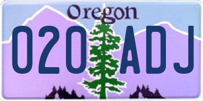 OR license plate 020ADJ