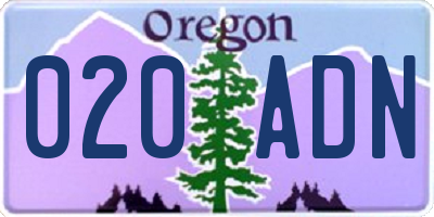 OR license plate 020ADN