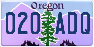 OR license plate 020ADQ
