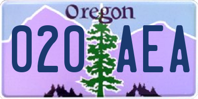 OR license plate 020AEA