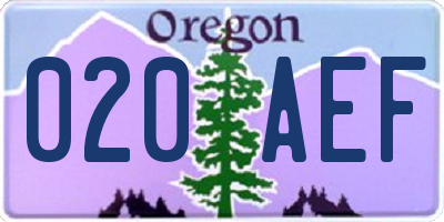 OR license plate 020AEF