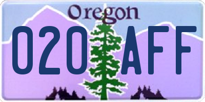 OR license plate 020AFF