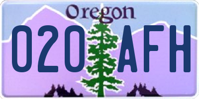 OR license plate 020AFH
