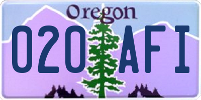 OR license plate 020AFI