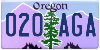 OR license plate 020AGA