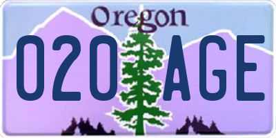 OR license plate 020AGE