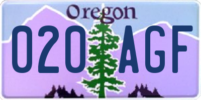 OR license plate 020AGF