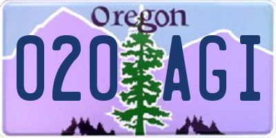 OR license plate 020AGI