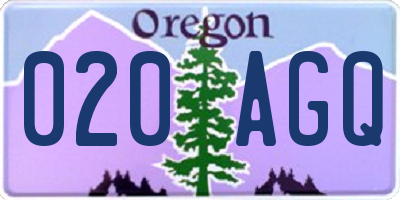 OR license plate 020AGQ