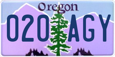OR license plate 020AGY