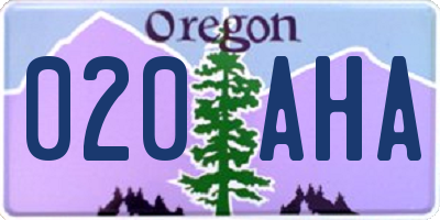 OR license plate 020AHA