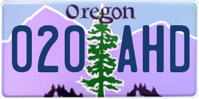 OR license plate 020AHD