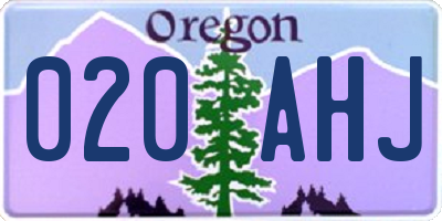 OR license plate 020AHJ
