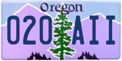OR license plate 020AII